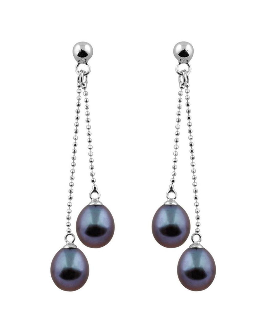 Splendid White Rhodium Over Silver 7-8mm Pearl Earrings