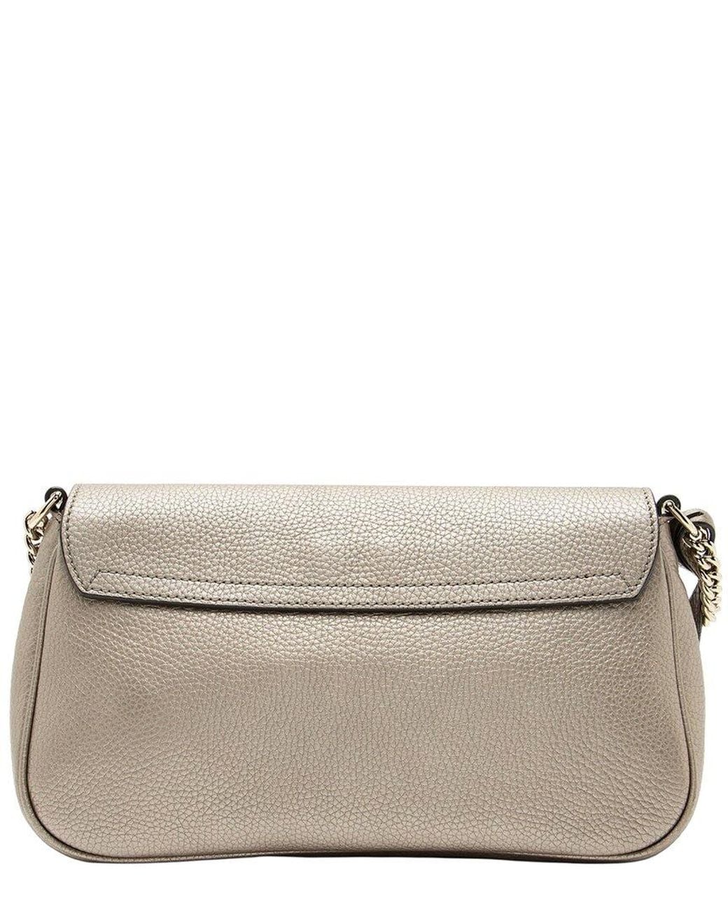 Gucci Gray Silver Leather Metallic Soho Medium Flap Bag (authentic Pre-loved)