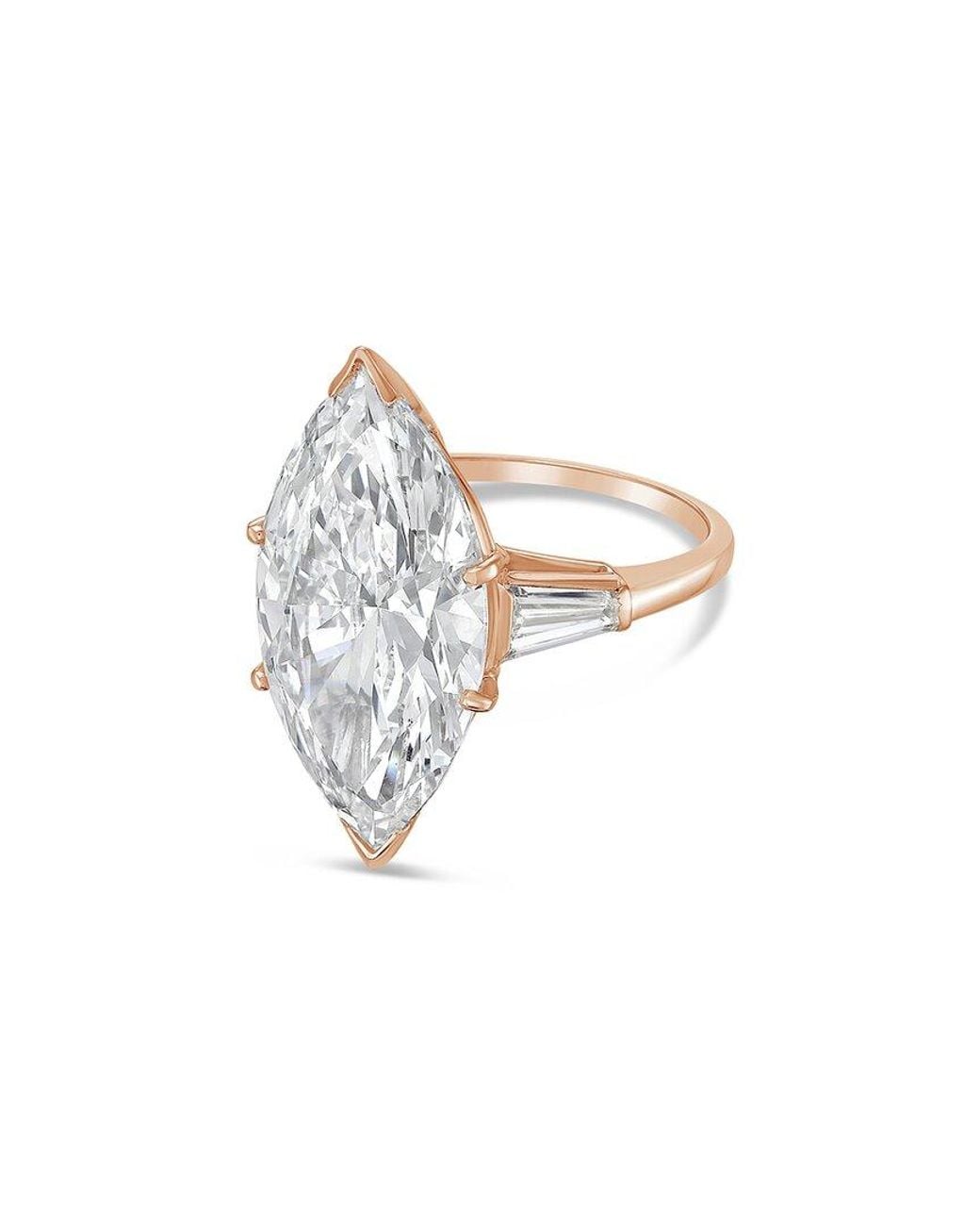 Diana M White Diana M. 14K Rose 4.50 Ct. Tw. Lab-Grown Diamond Three-Stone Ring