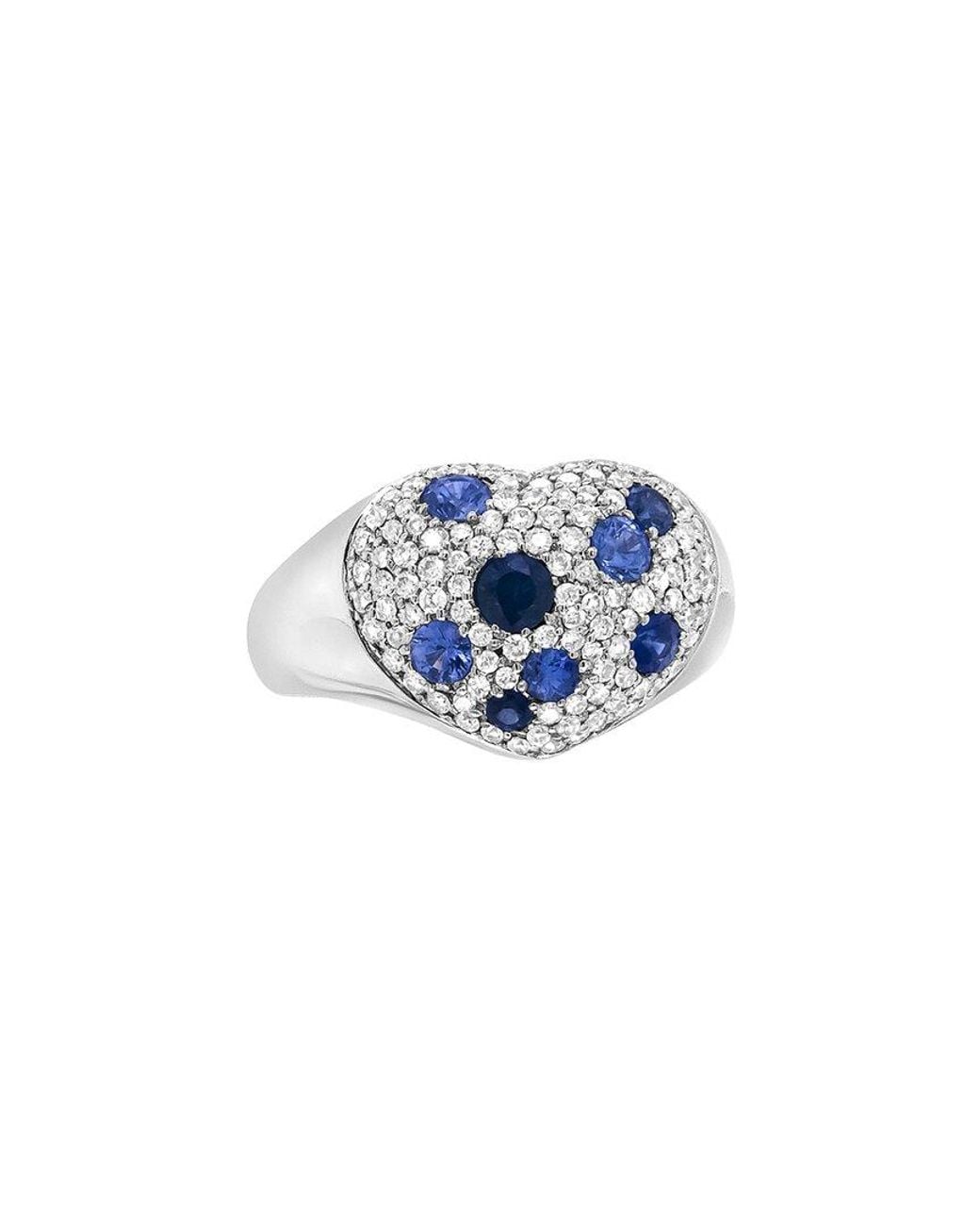 Haus of Brilliance Blue 18K 1.89 Ct. Tw. Diamond & Sapphire Cluster Ring
