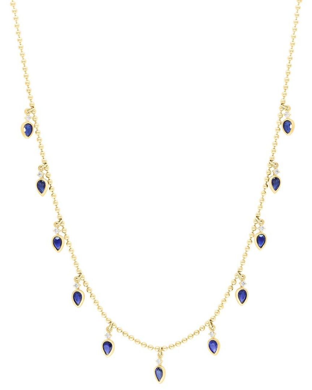Effy Fine Jewelry Metallic 14K 2.17 Ct. Tw. Diamond & Sapphire Necklace