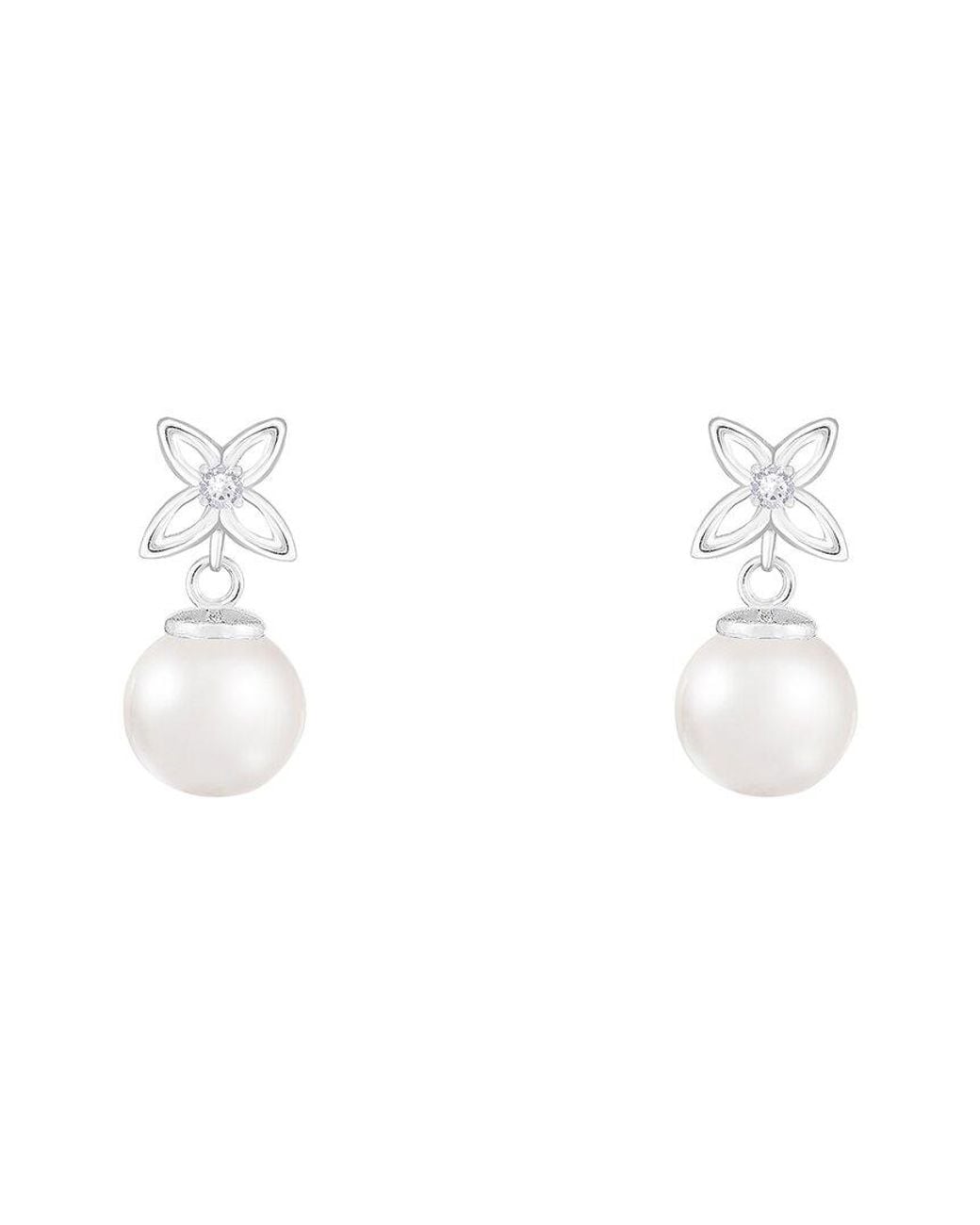 Splendid White 14K 0.03 Ct. Tw. Diamond & 6-6.5Mm Pearl Earrings