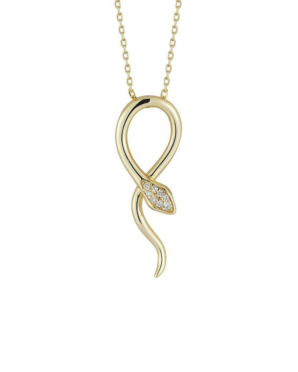 Glaze Jewelry Metallic 14K Plated Cz Snake Necklace