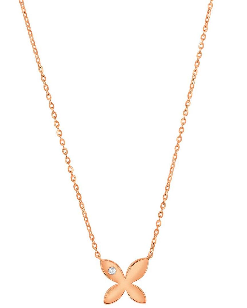Suzy Levian Metallic 14K Rose 0.09 Ct. Tw. Diamond Marquise Flower Necklace