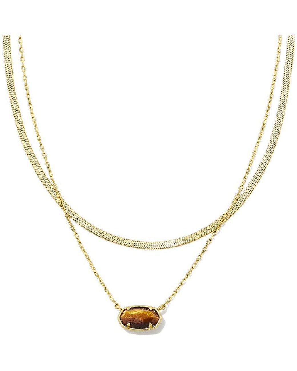 Kendra Scott Grayson Herringbone 14K Plated Tiger S Eye Multi Strand Necklace in Metallic Lyst UK