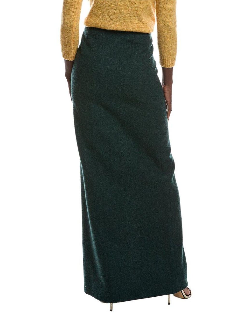 Miu Miu Green Wool Maxi Skirt