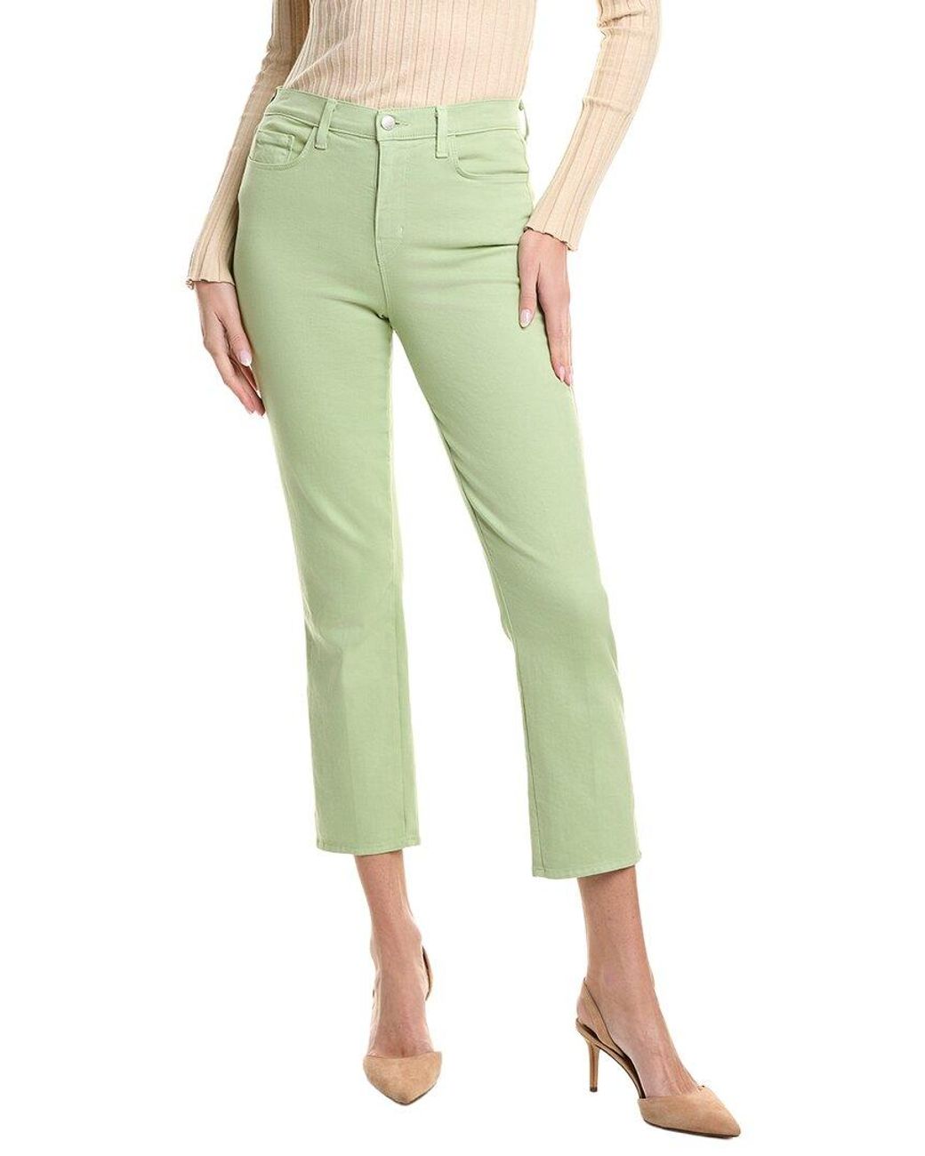 L'Agence Green Alexia High-Rise Crop Cigarette Jean