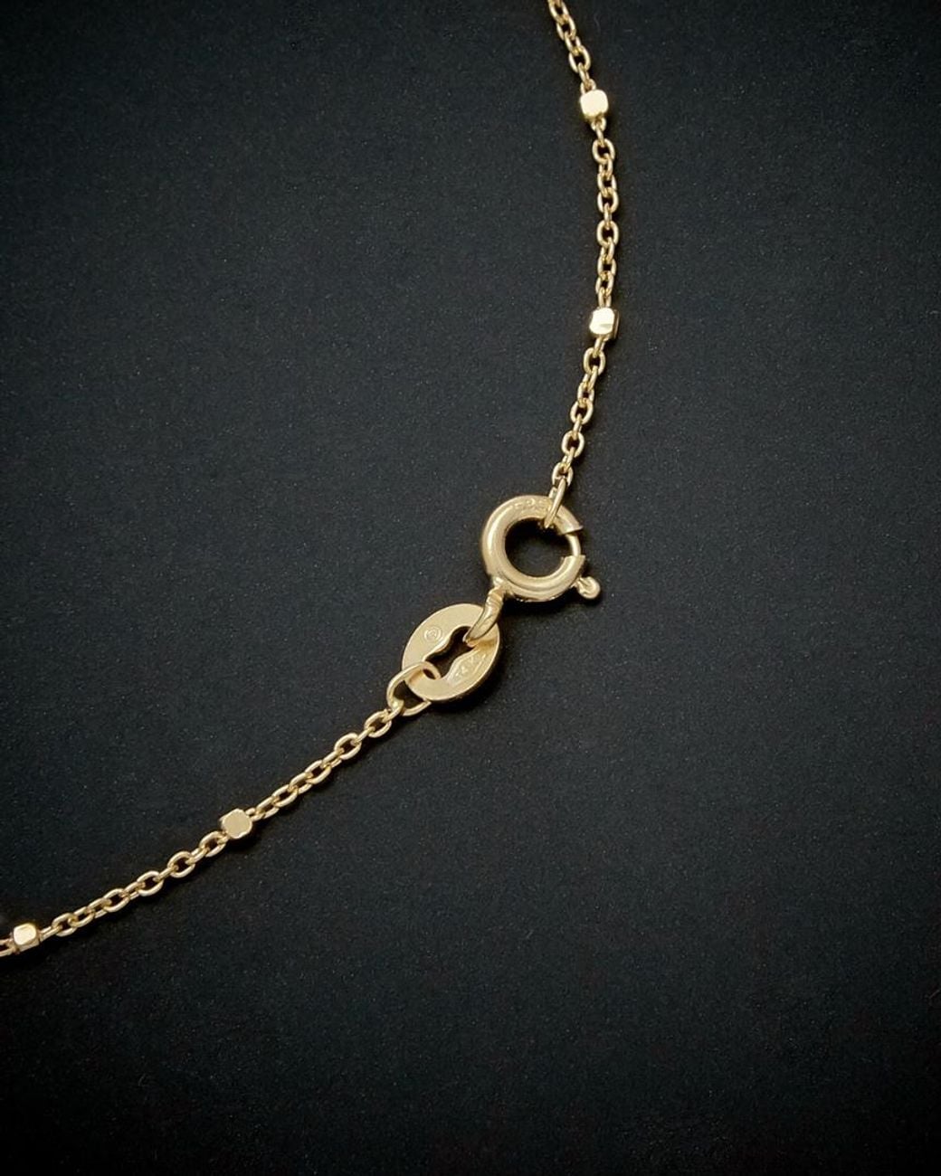Italian Gold Black 14k Beaded Station Anklet