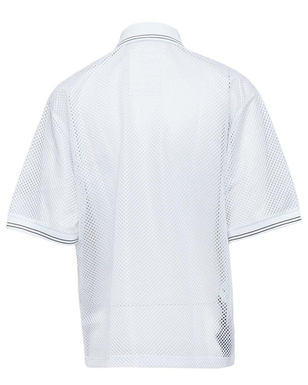 Prada White Sport Mesh Half Zip Polo Shirt, Size Int (Authentic Pre-Loved)