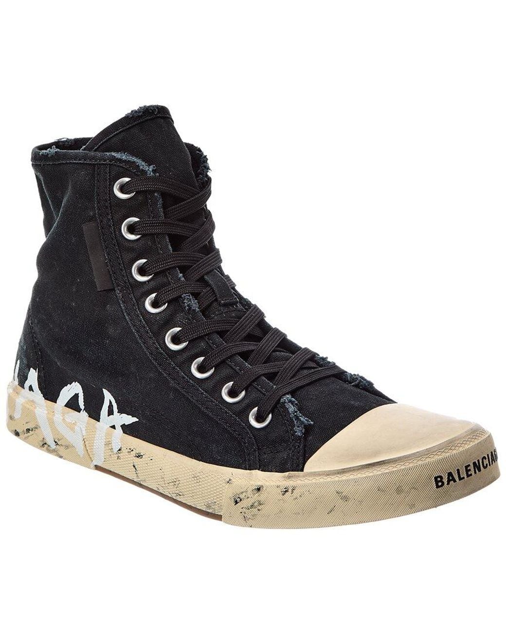 Balenciaga Black Paris Canvas High-Top Sneaker for men