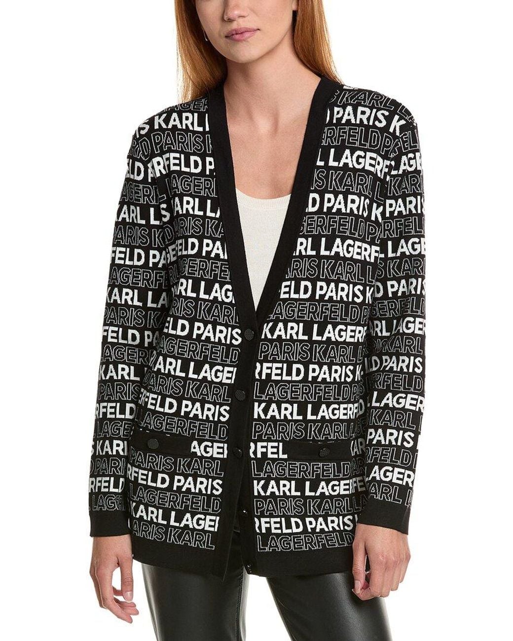 Karl Lagerfeld Black Linear Klp Cardigan