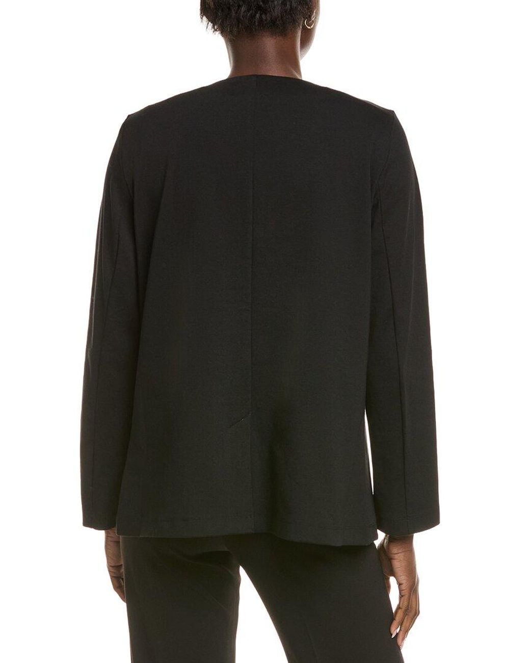 Eileen Fisher Black V-Neck Long Jacket