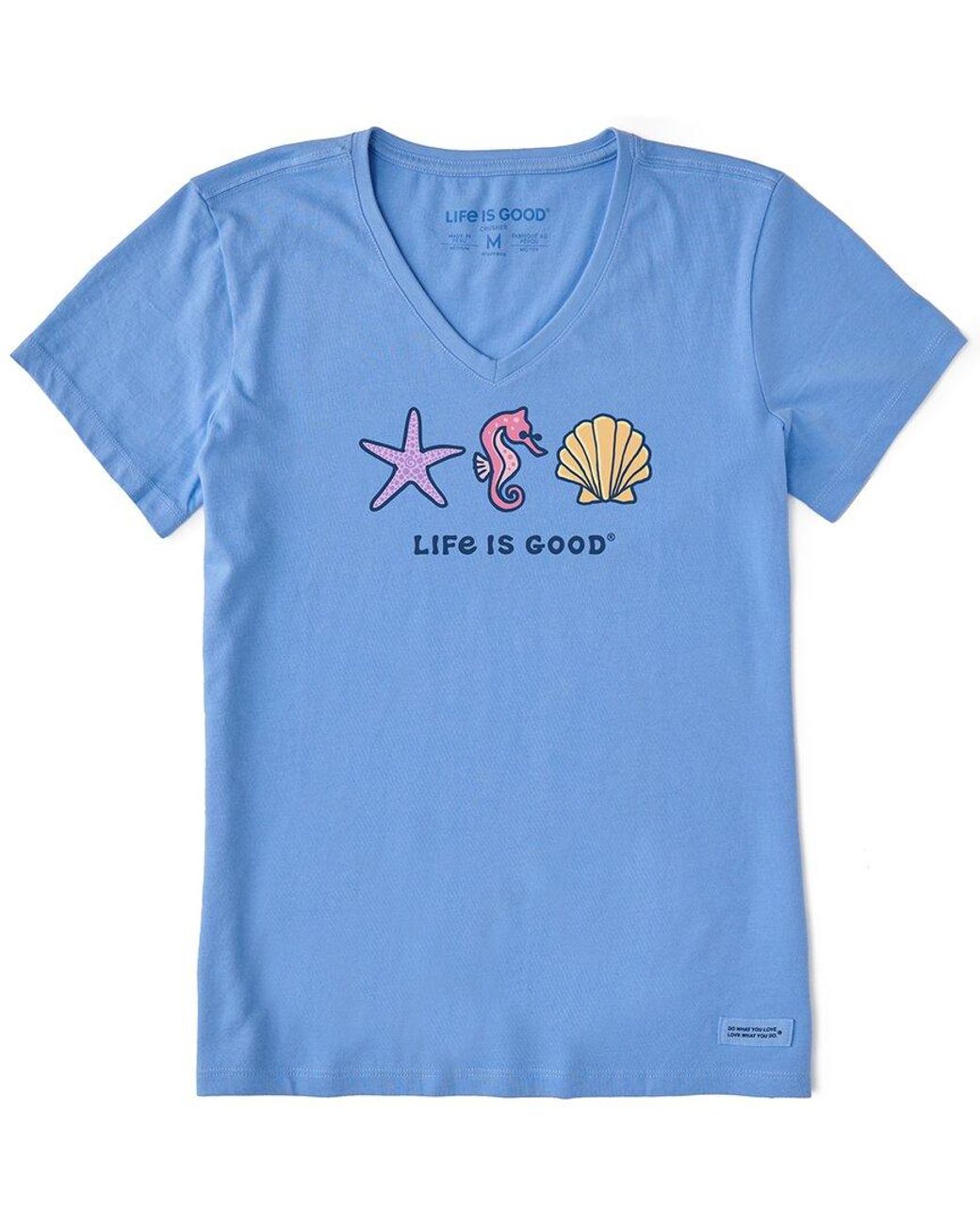 Life Is Good. Blue Crusher V-Neck T-Shirt