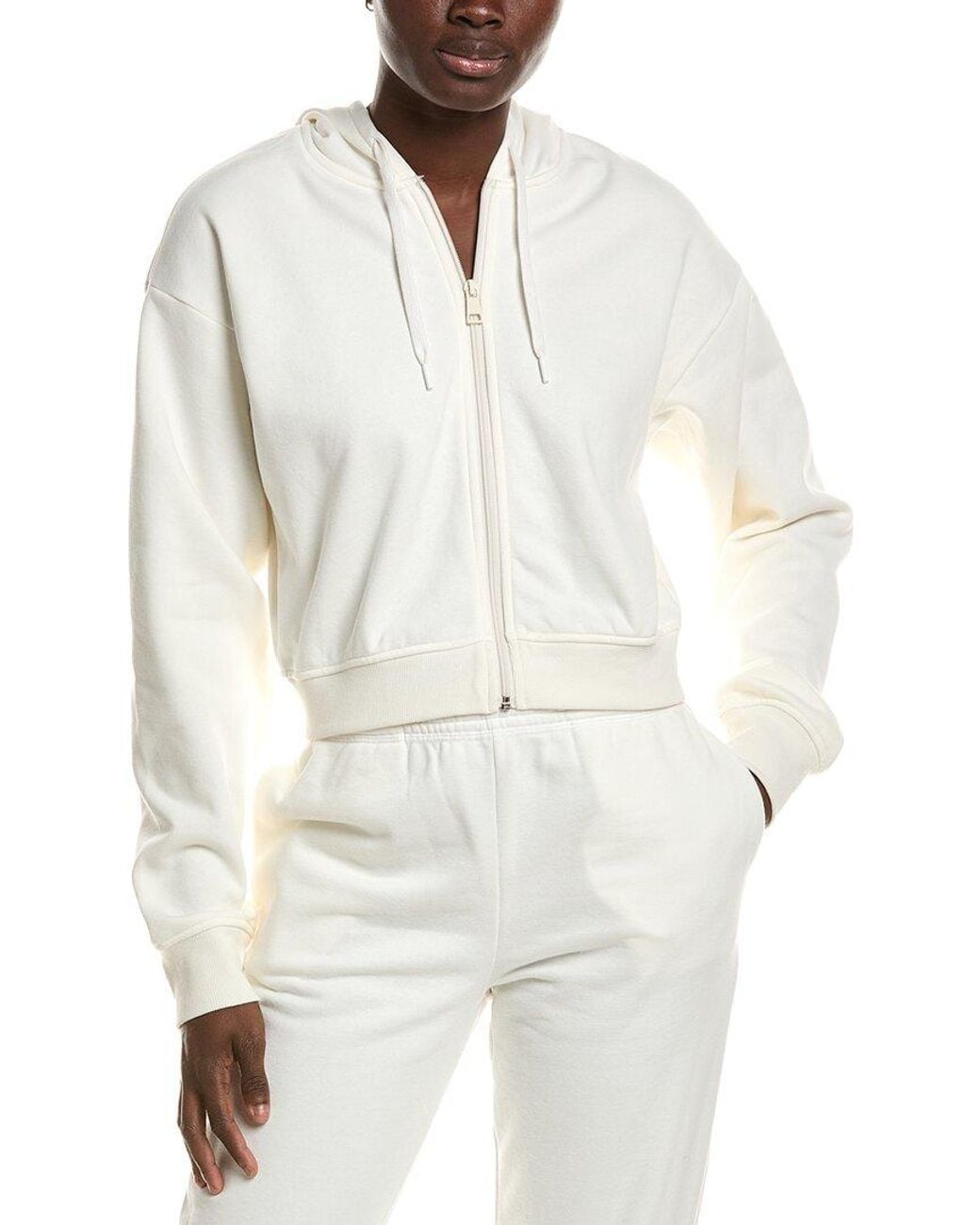 Beyond Yoga White Luxefleece Zip-Up Hoodie
