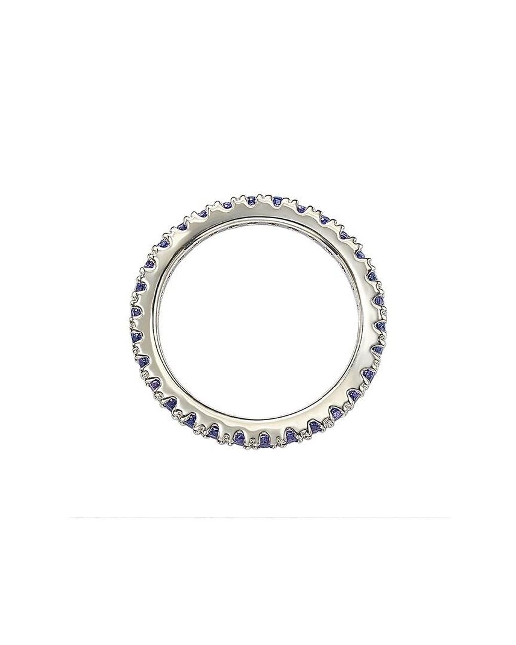 Suzy Levian Blue Silver Cz Stackable Ring