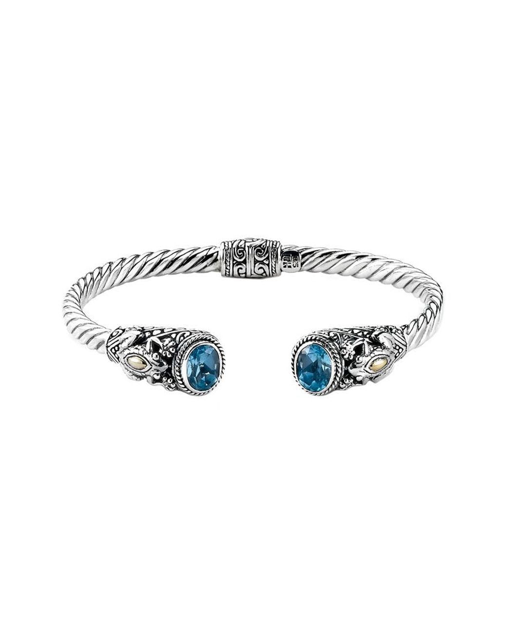 Samuel B. White 18K & 5.00 Ct. Tw. Topaz Hinged Bangle
