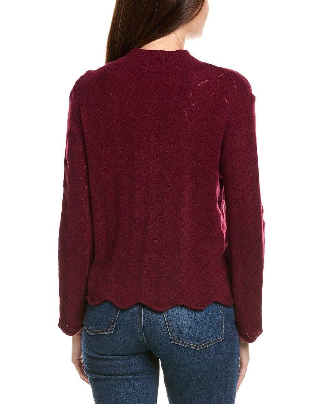 Kier + J Red Kier + J Fancy Stitch Mock Neck Wool & Cashmere-Blend Sweater
