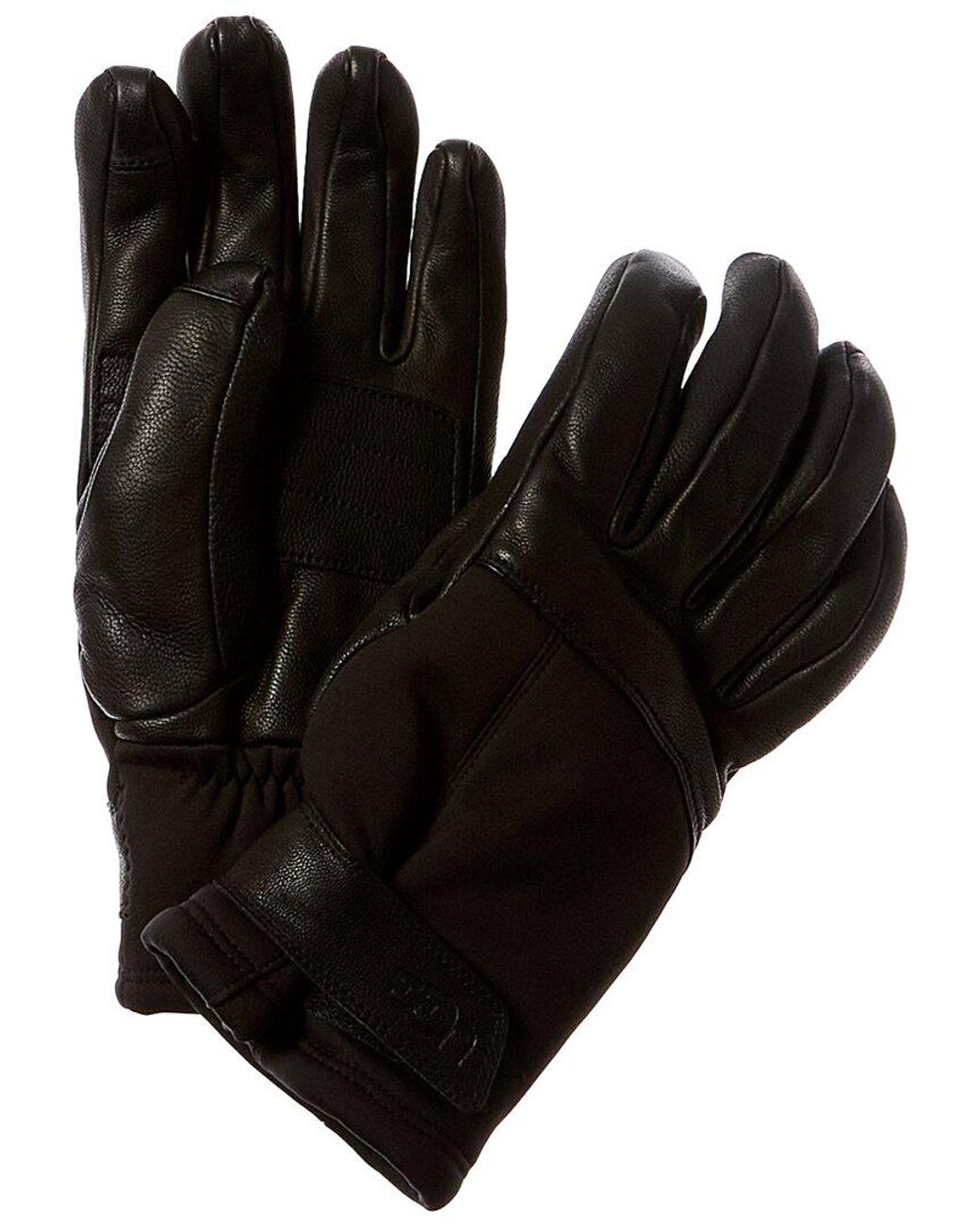 UGG Logo Wrist Strap Leather Gloves in Black for Men | Lyst