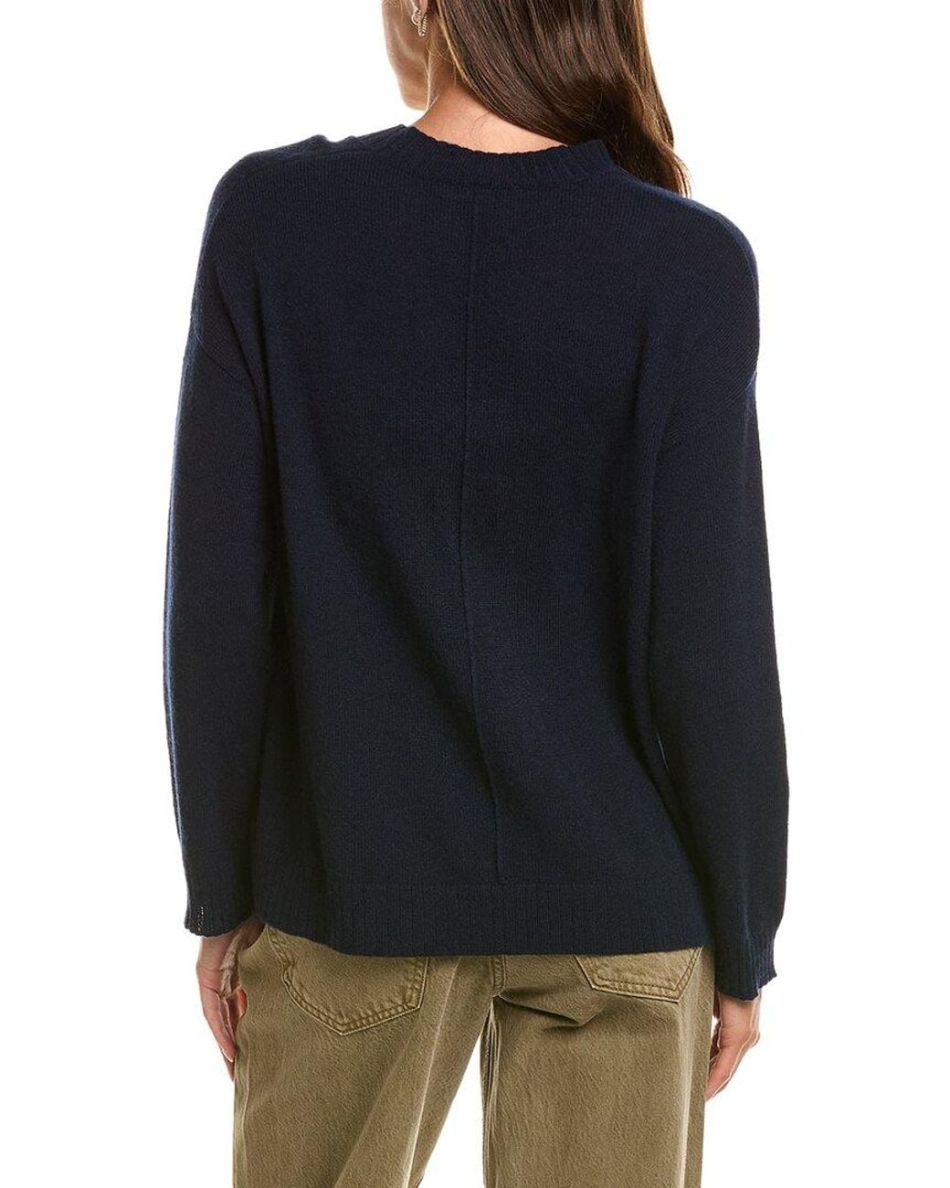 Hannah Rose Blue Basic 100% Cashmere V-Neck Sweater