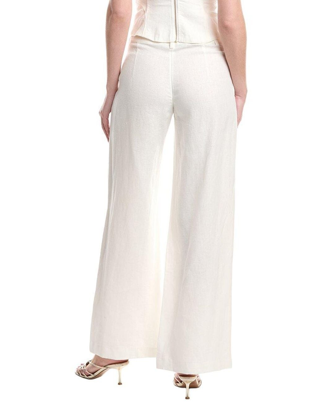 Bardot White Serafina Linen Mid Rise Pant