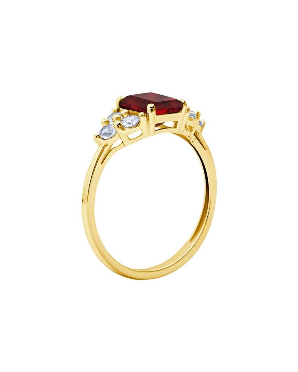 MaxColor Multicolor 10K 1.00 Ct. Tw. Lab-Grown Ruby Halo Ring
