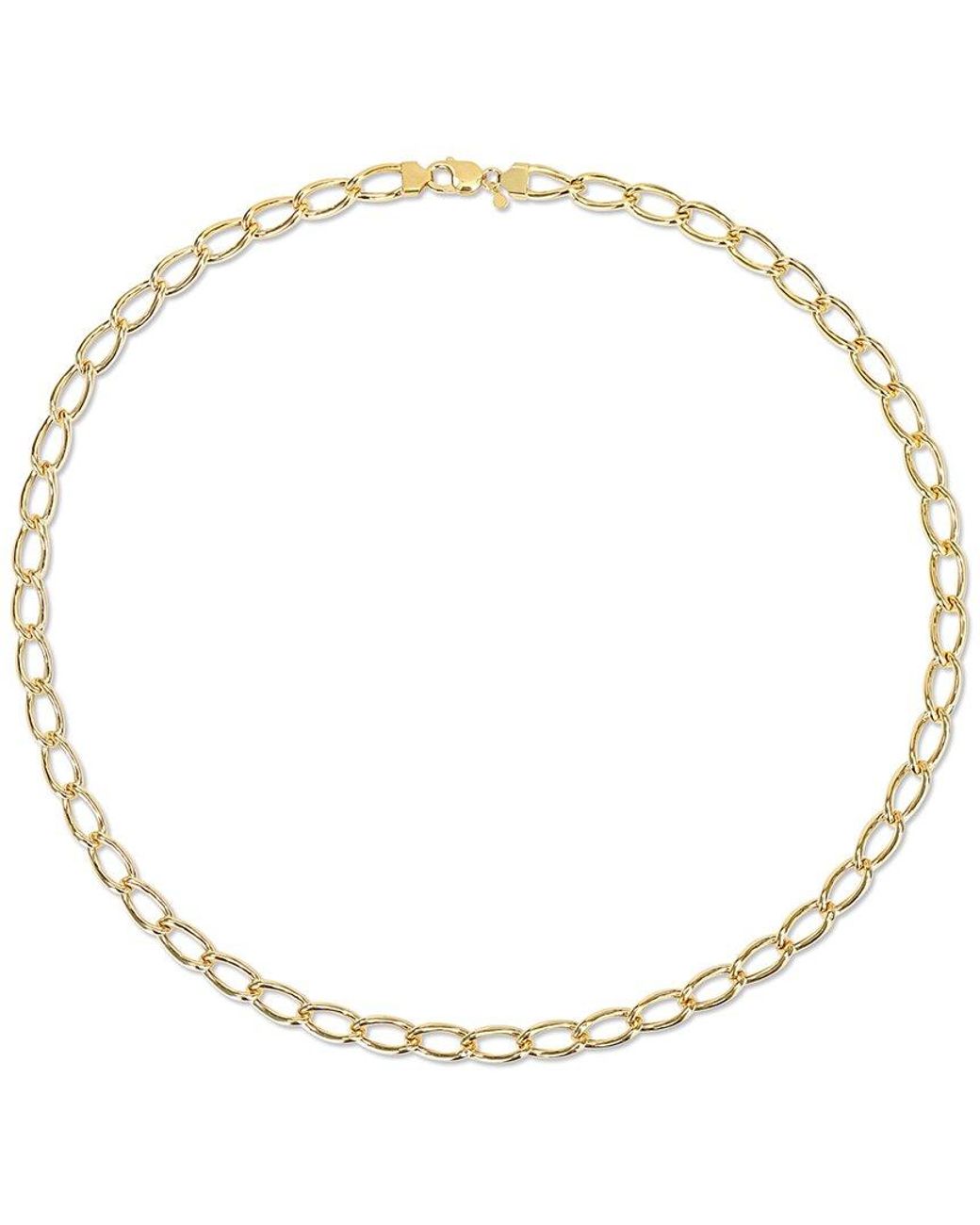 Italian Silver Metallic 18K Over Hollow Link Chain Necklace
