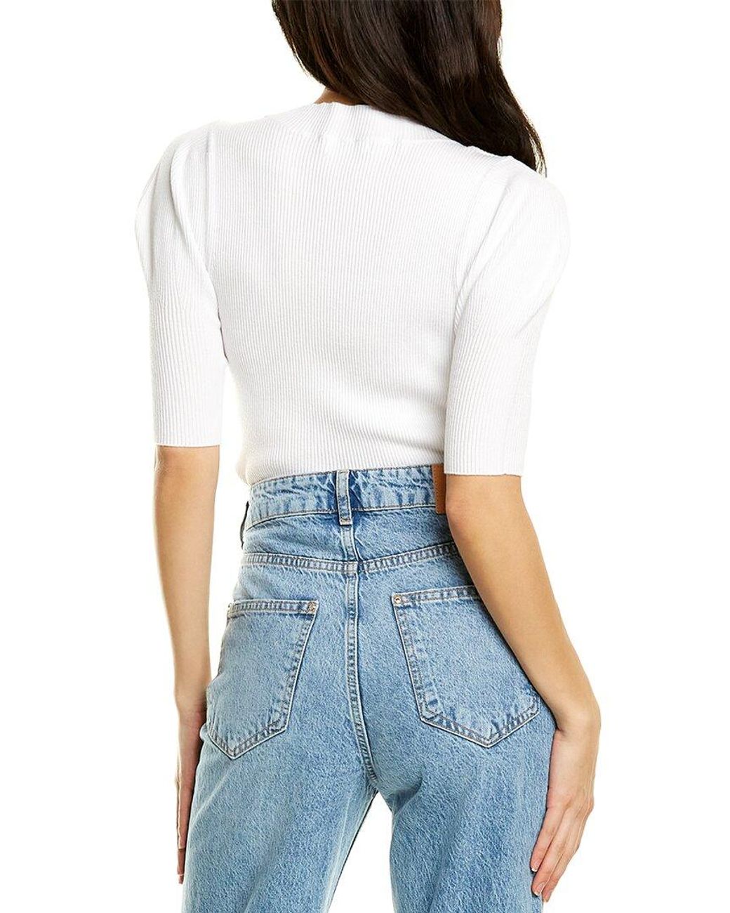 525 America Cropped Puff Sleeve Sweater 