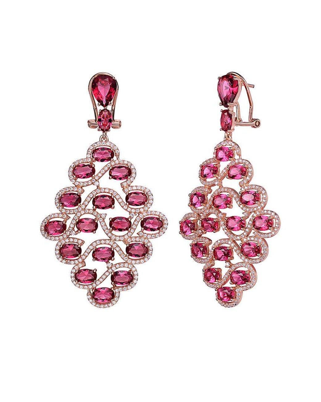 Rachel Glauber Red 14k Rose Gold Vermeil Cz Drop Earrings