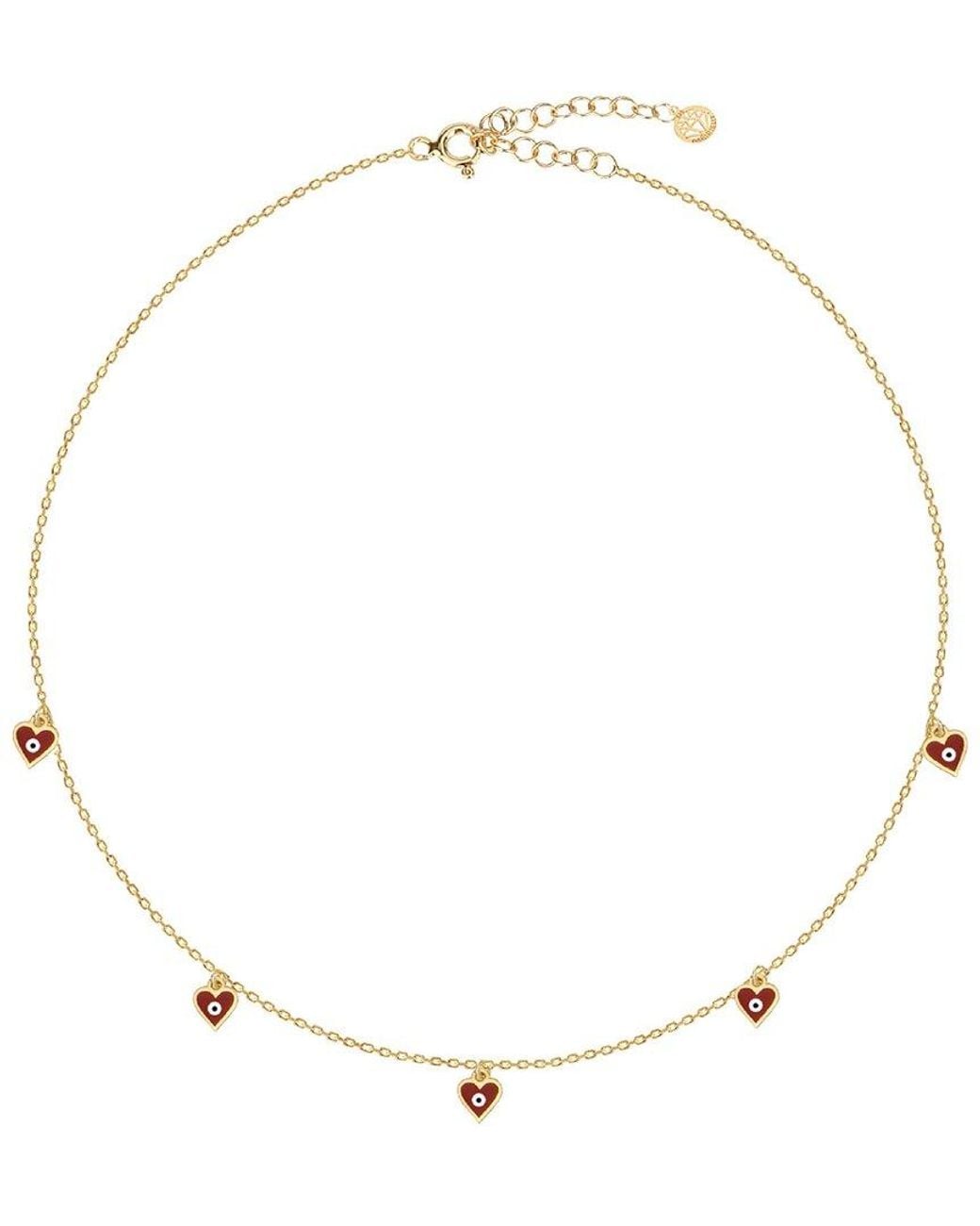 Gabi Rielle Natural Merry & Bright 14k Over Silver Cz Evil Eye Heart Necklace