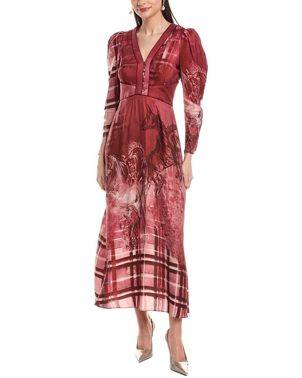 Marchesa Red Marchesa Rosa Twill Midi Dress