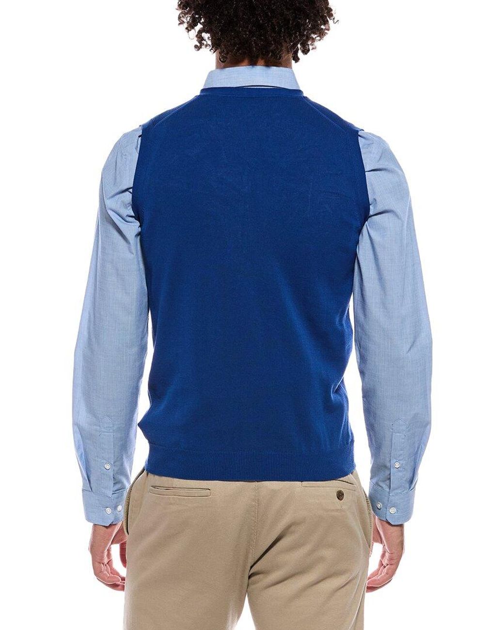 Slowear Blue Zanone Sleeveless Cardigan Vest for men