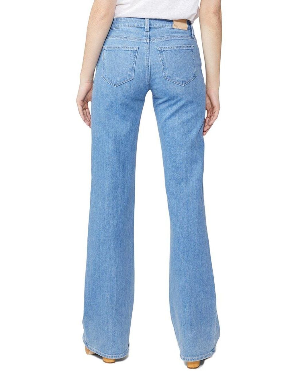 PAIGE Blue Denim Sabine Radical Low-rise Wide Leg Jean