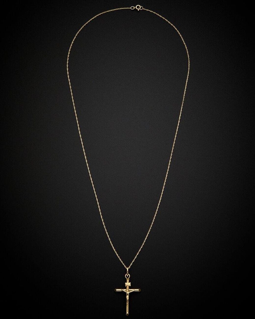 Italian Gold Black 14K Crucifix Pendant Necklace