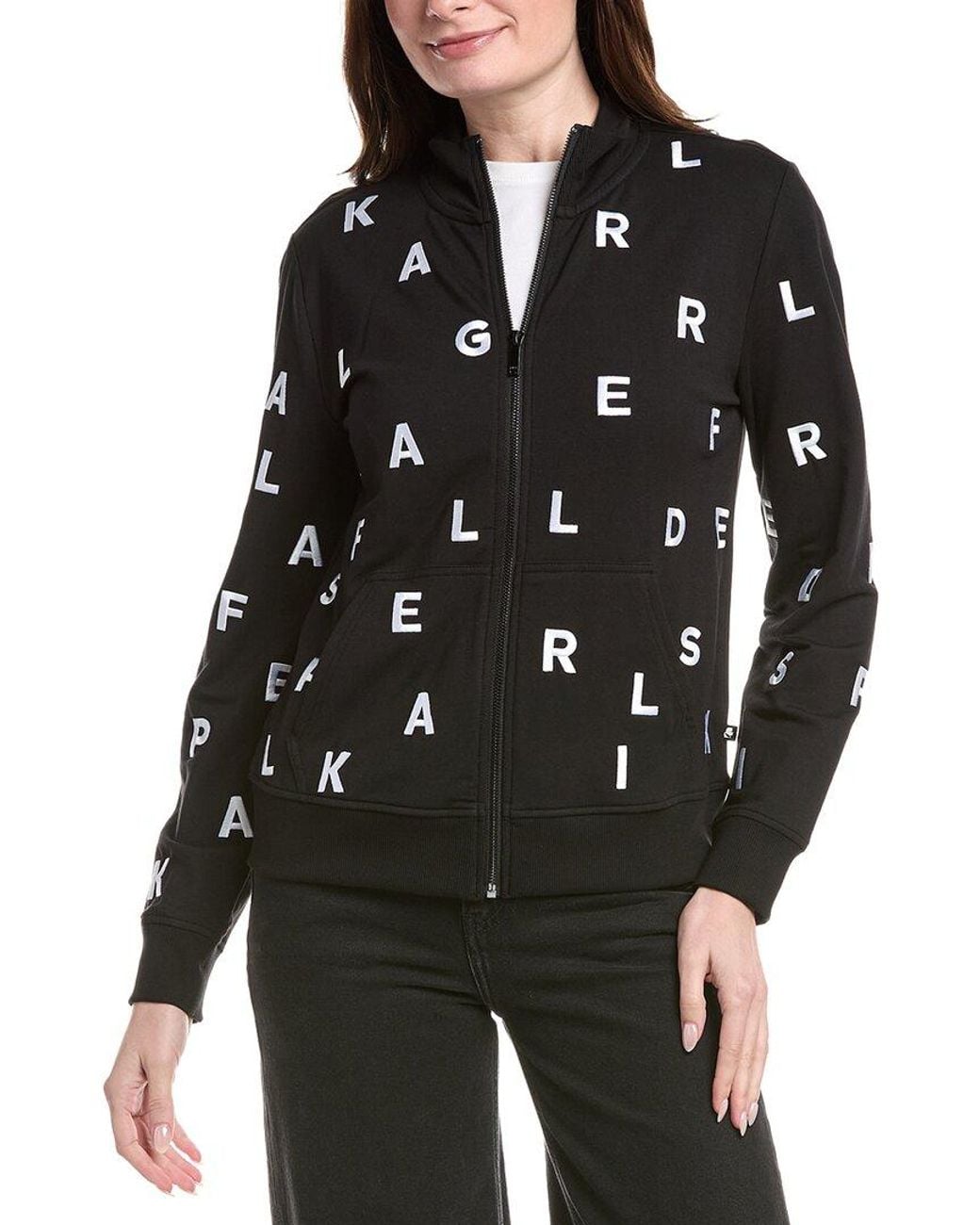 Karl Lagerfeld Black Scattered Letter Track Jacket