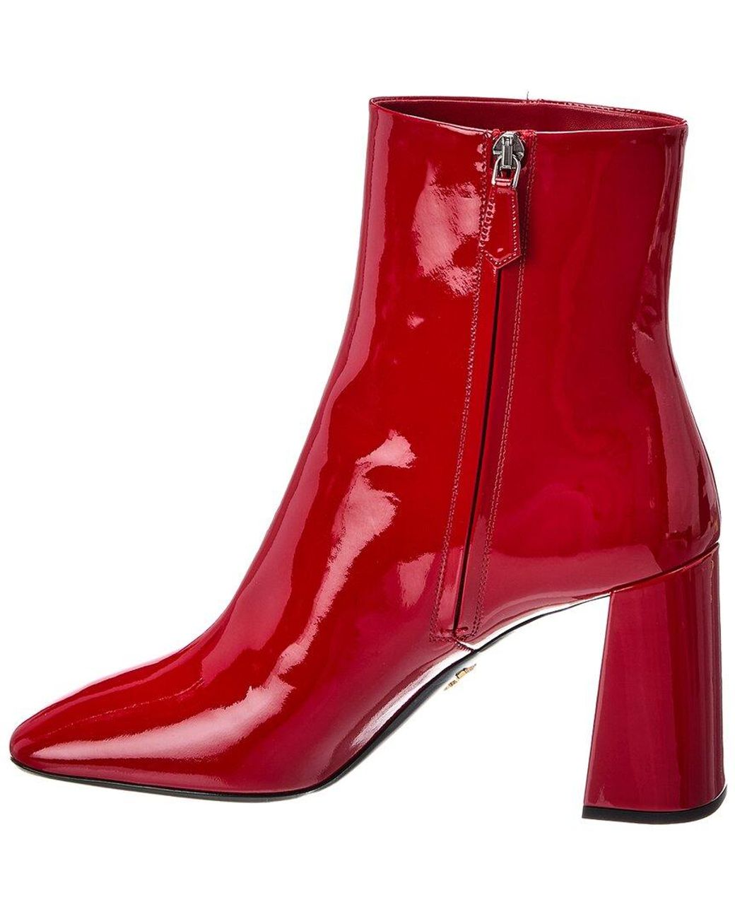 Prada Red 85 Patent Leather Bootie