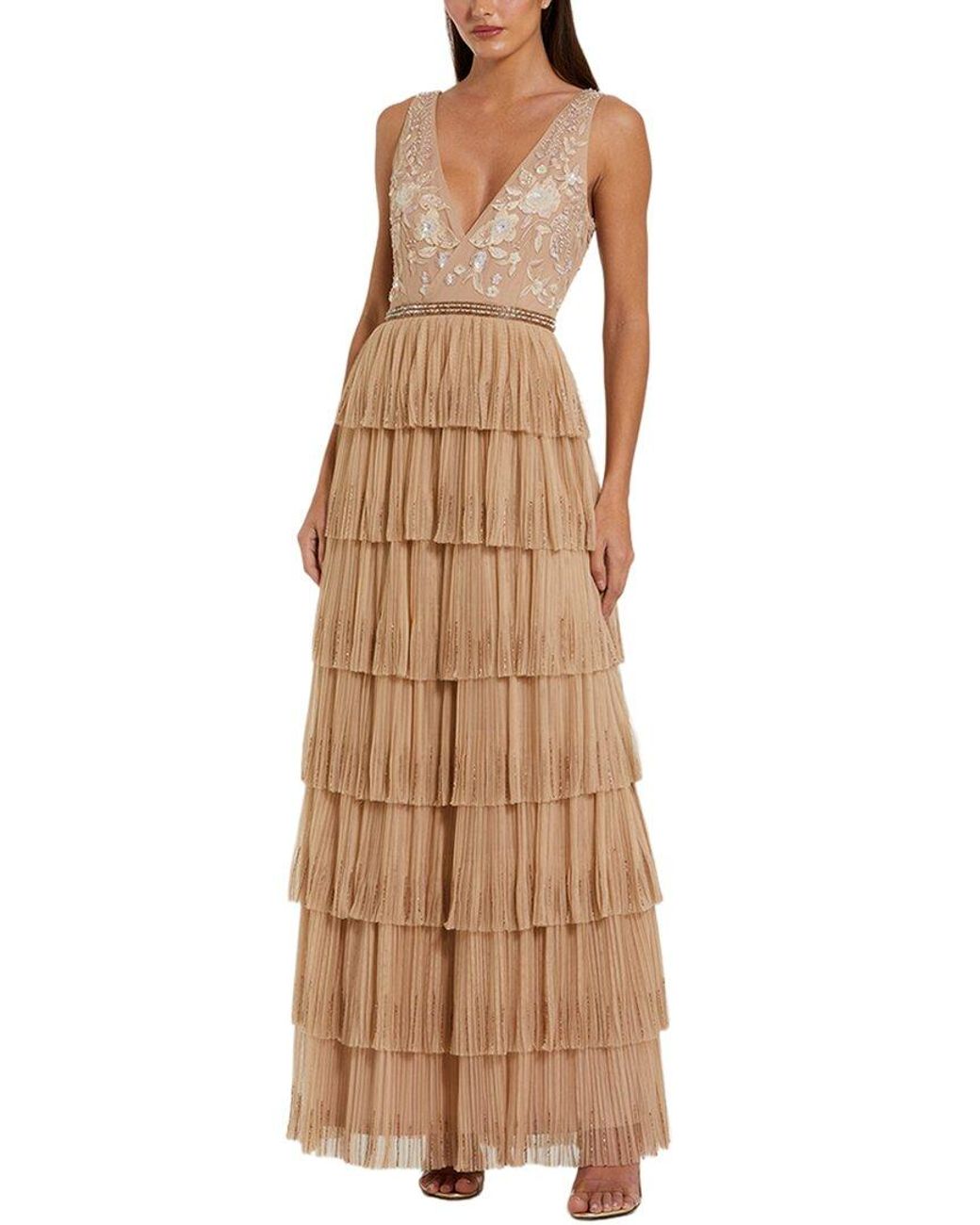 Mac Duggal Natural Tiered Gown
