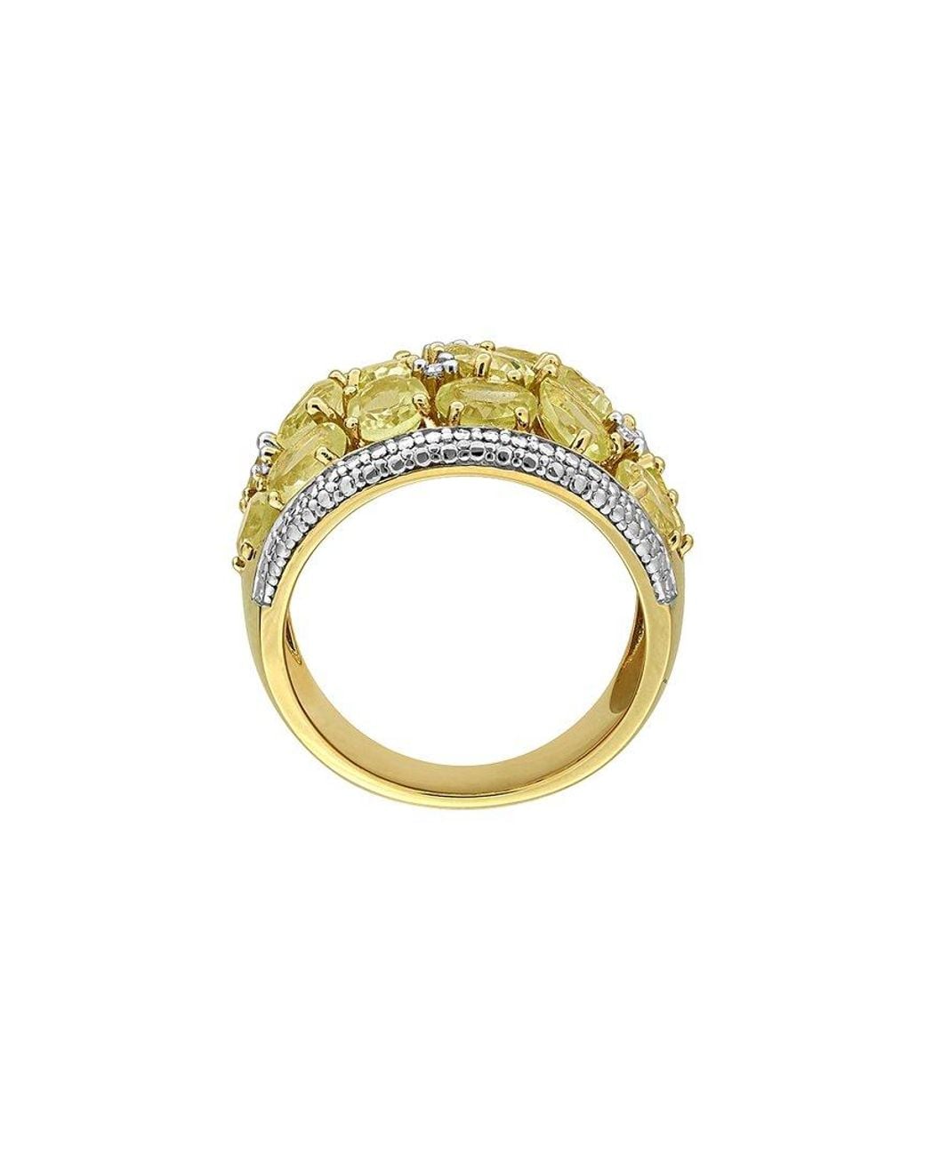 Rina Limor Metallic Plated 6.02 Ct. Tw. Diamond & Lemon Quartz Ring