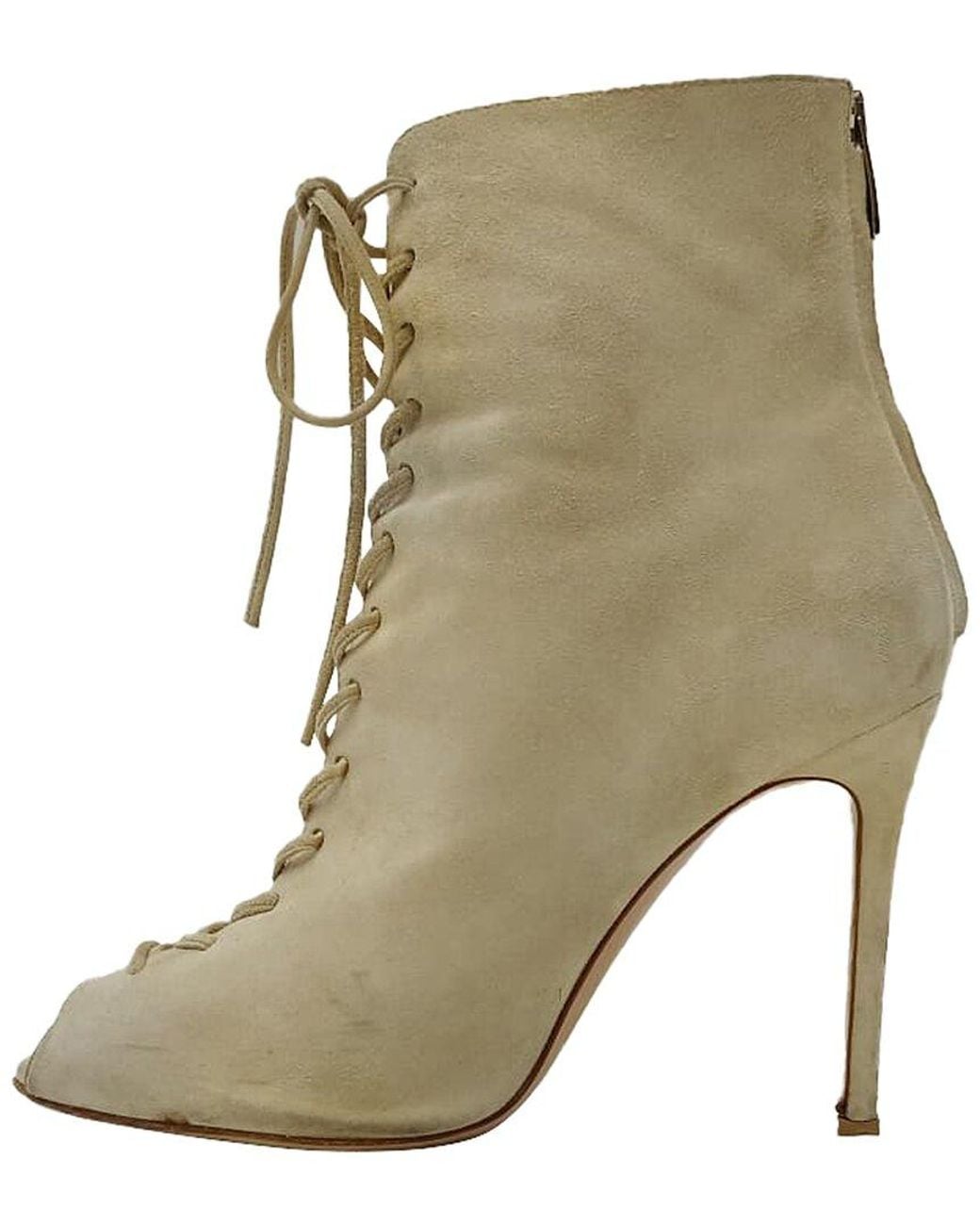 Gianvito Rossi Green Suede Lace-Up Bootie (Authentic Pre-Loved)