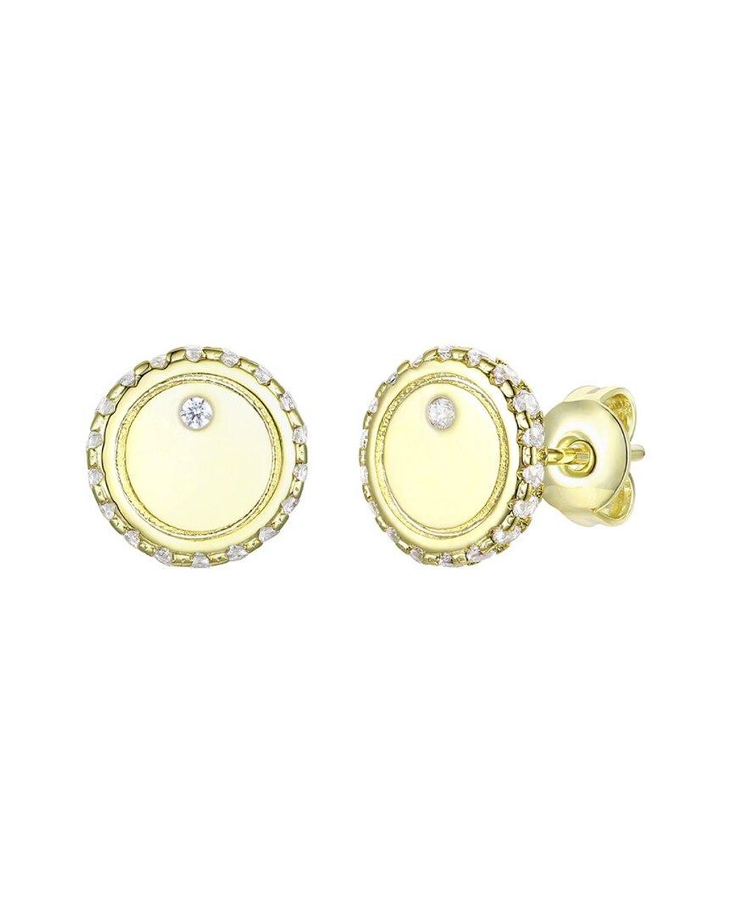 Rachel Glauber Metallic 14k Plated Cz Button Studs