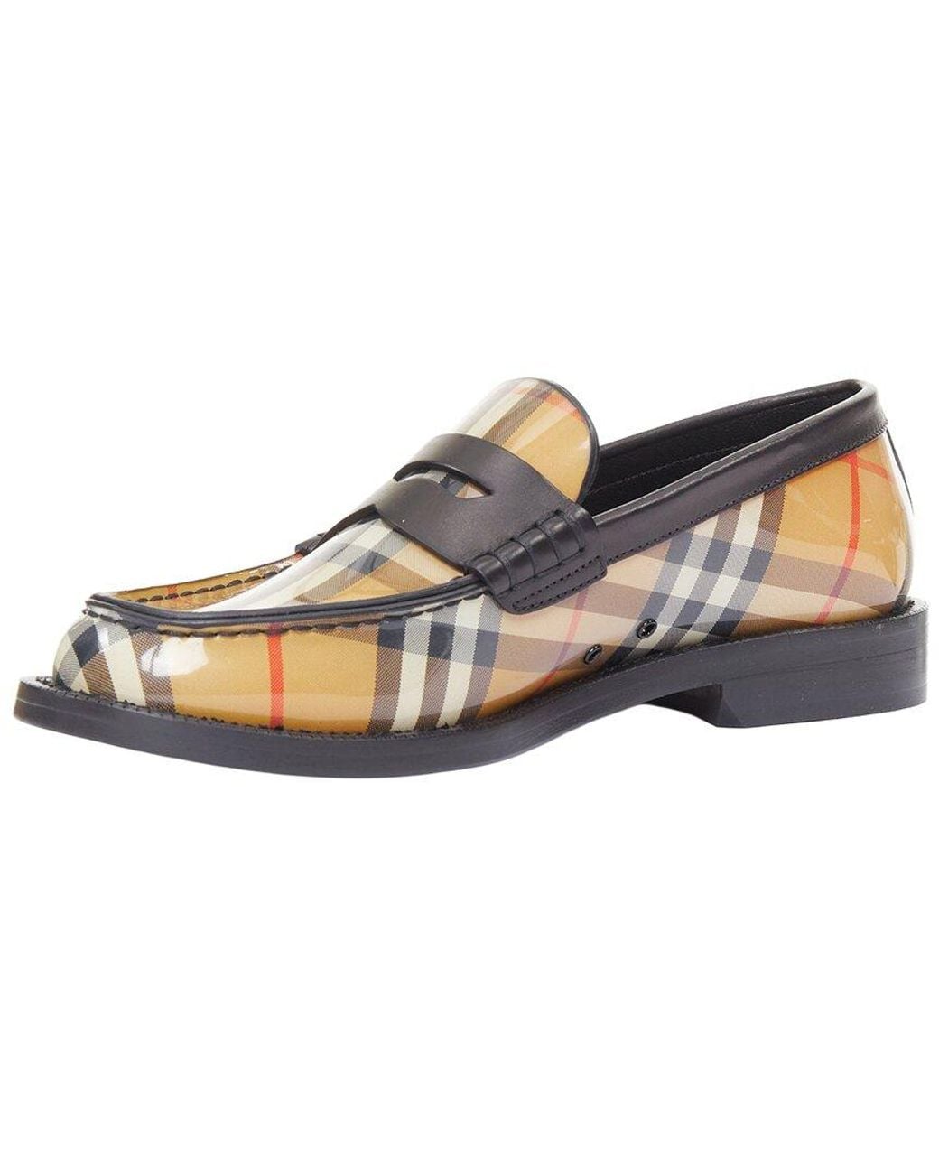 Burberry Multicolor Vintage Check Patent Leather Bedmont Classic Penny Loafer (Authentic Pre-Loved)