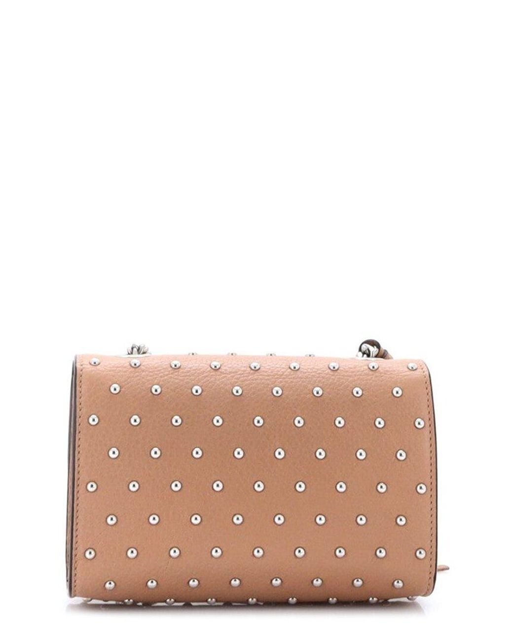 Gucci Natural Leather Miss Bamboo Shoulder Bag Studded Small (Authentic Pre- Loved)