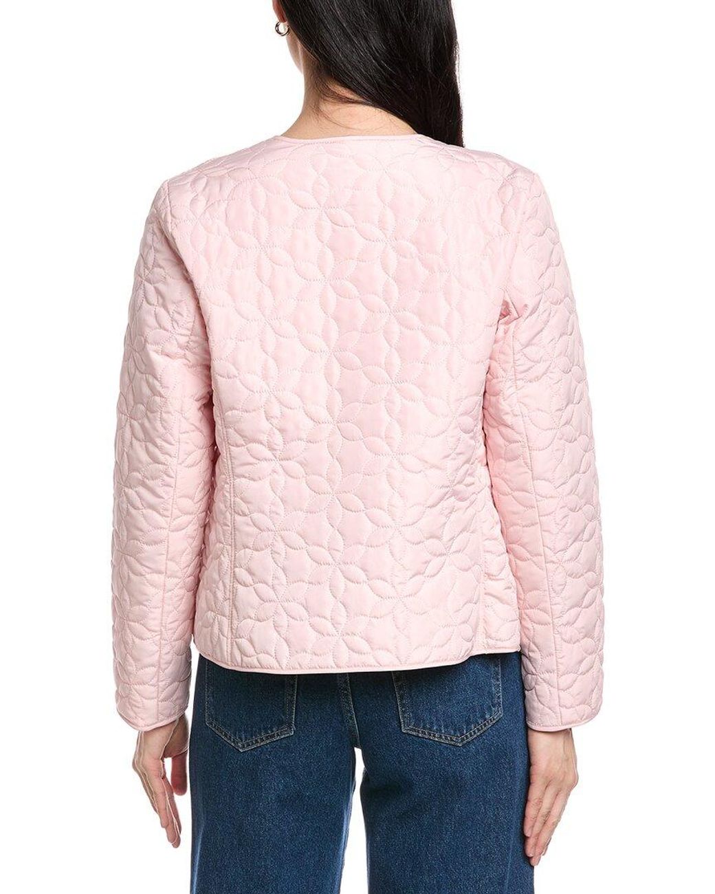 Jones New York Pink Quilted Snap Front Jacket