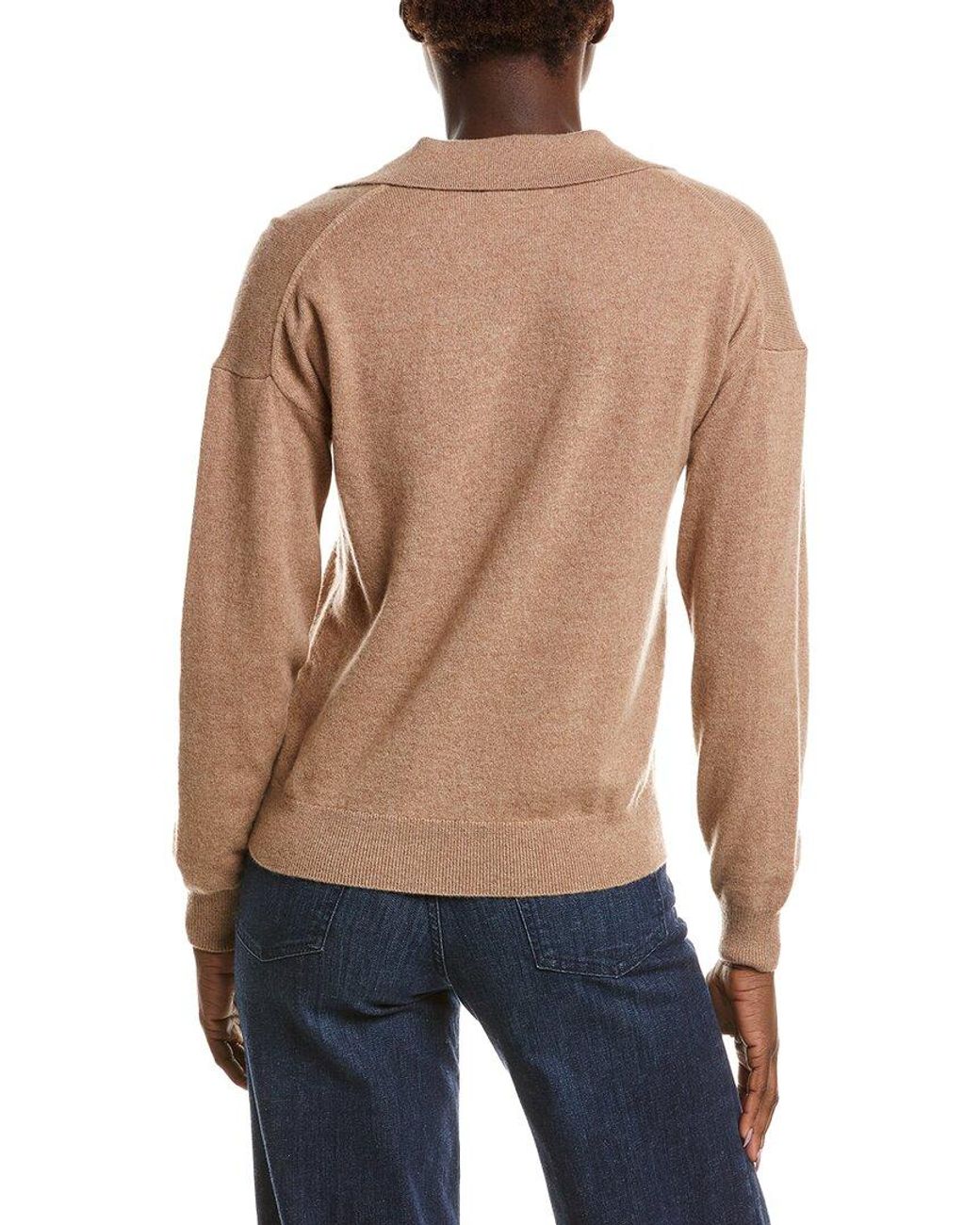 NAADAM Blue 100% Cashmere V-Neck Polo Sweater