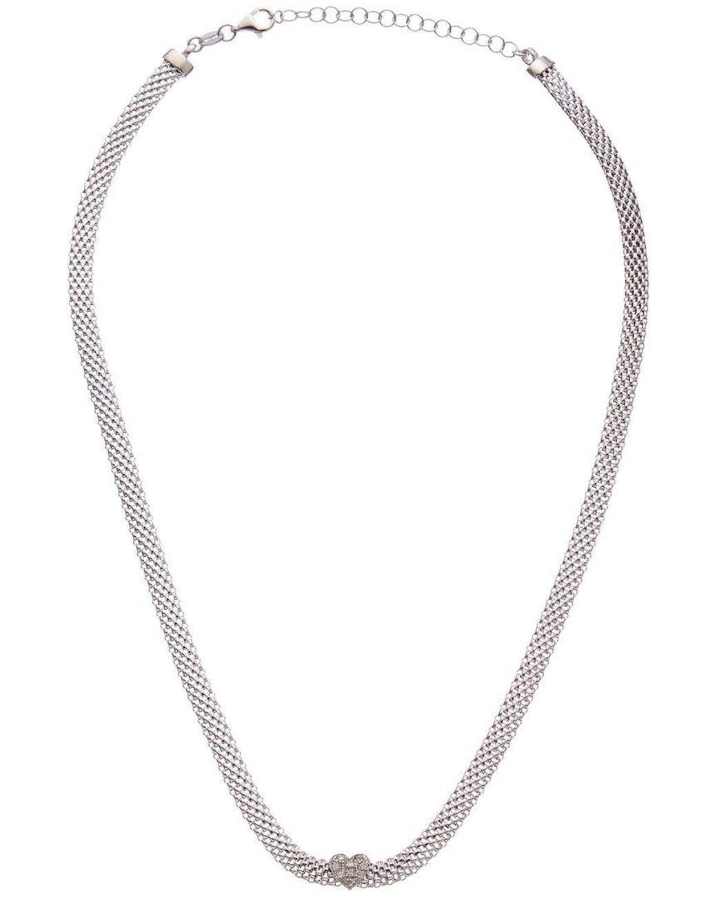 Meshmerise Metallic 18k Rose Gold Vermeil 0.06 Ct. Tw. Diamond Mesh Choker Necklace