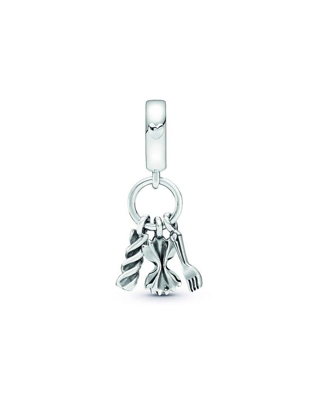 PANDORA Moments Silver Pasta Dangle Charm in White | Lyst