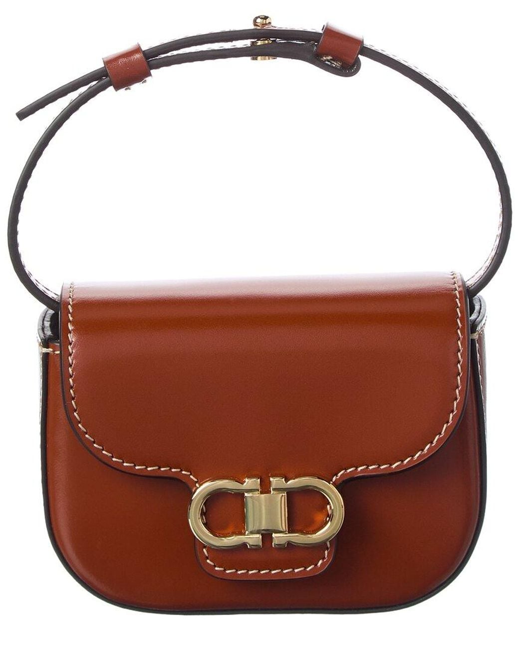 Ferragamo Brown Gancini Leather Keychain