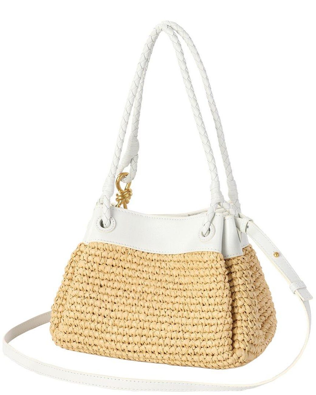 Tiffany & Fred Paris Metallic Leather & Raffia Drawstring Shoulder Bag