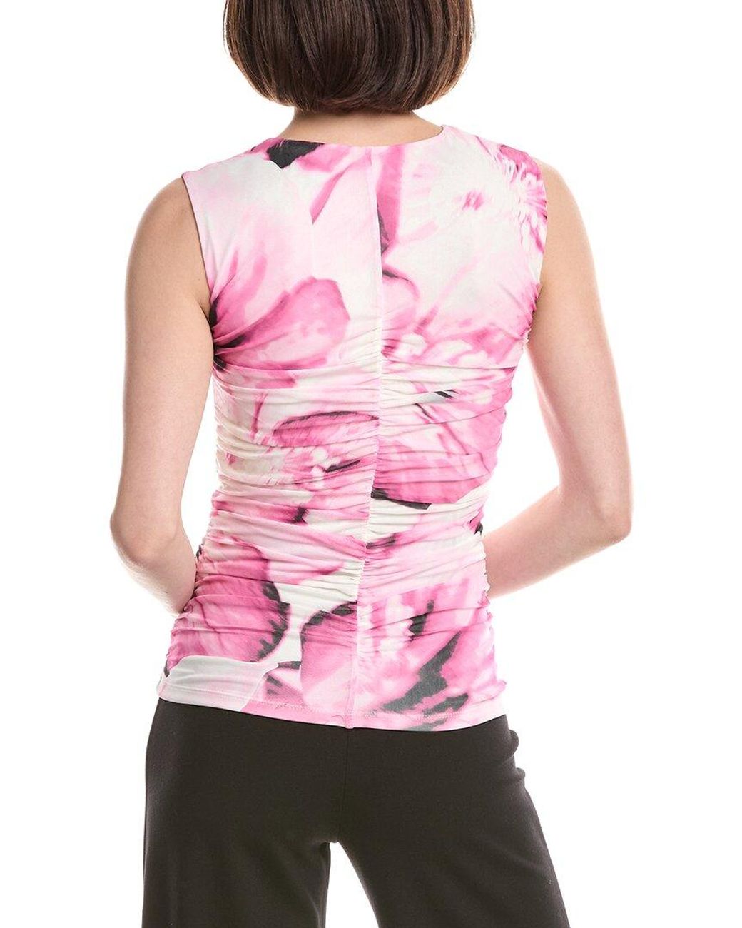 Kenneth Cole Pink Floral Side Ruched Top