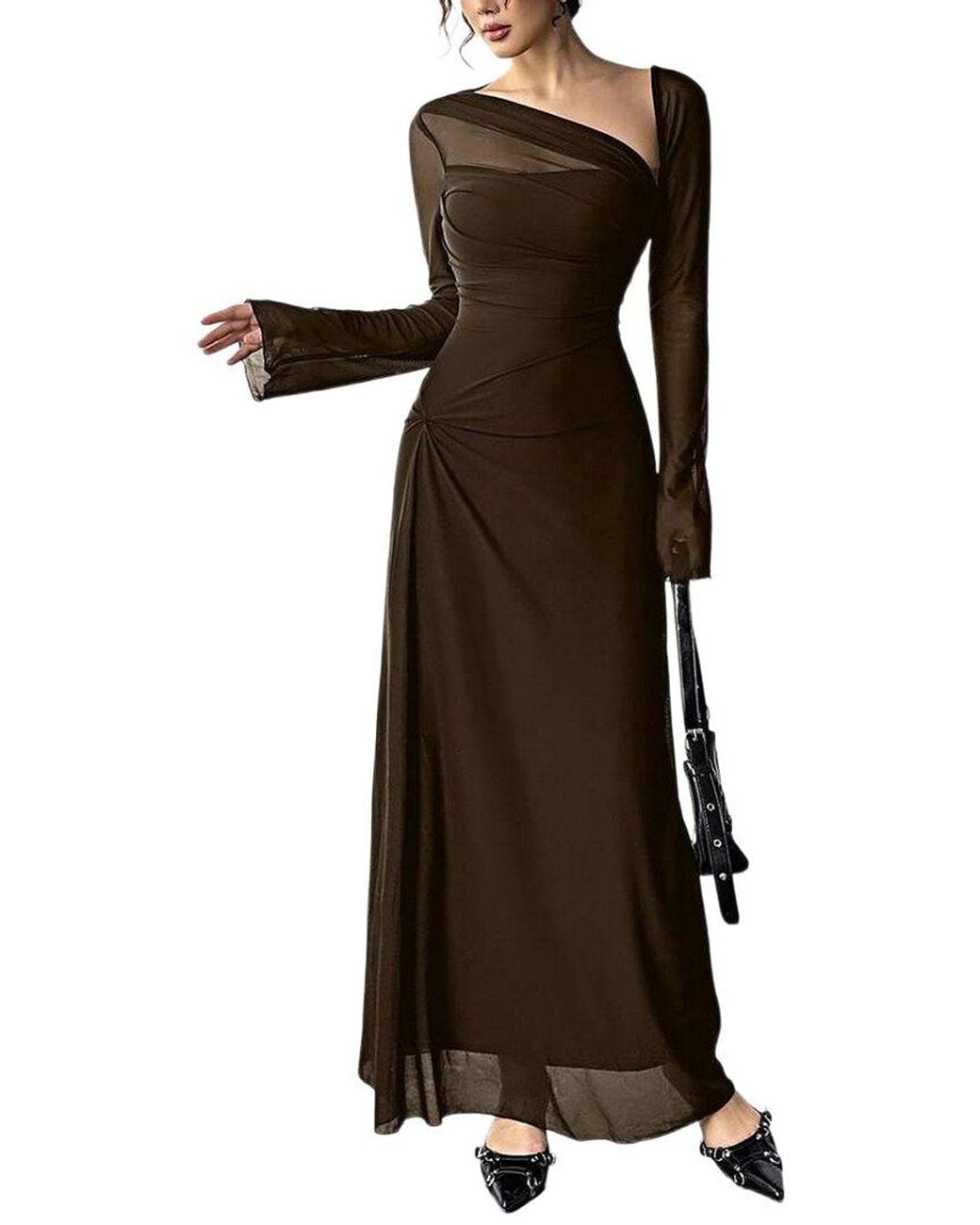 XIRELLI Brown Solid Maxi Dress