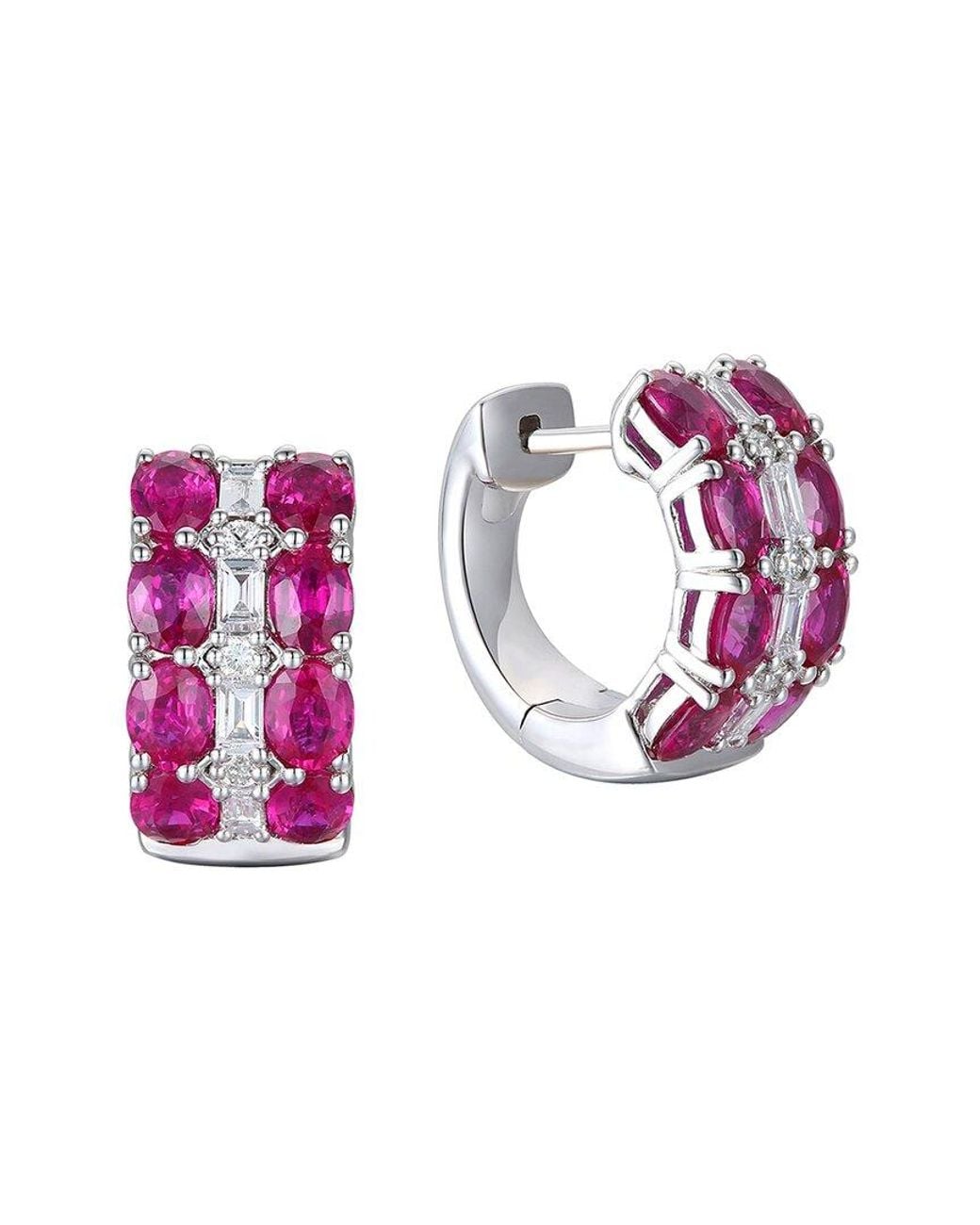 Gregg Ruth Pink 14K 3.80 Ct. Tw. Diamond & Ruby Huggie Earring
